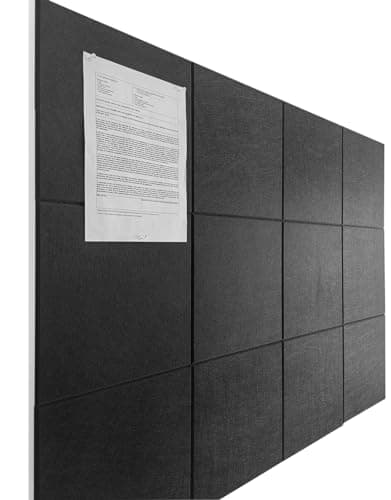 DECORITA Felt Wall Tiles | Large Cork Board Alternative | Aesthetic Felt Bulletin Board for Office, Home & Classroom | Large Cork Boards for Walls Pinboard (12-Pack) | Black - Image 1