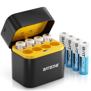 Rechargeable aa Batteries Lithium 8 Pack with Fast Charger,1.5V 3000mWh High Capacity aa Lithium Batteries,Constant Output Li-ion Double a Batteries Cycle Times up to 1600x (Charger+8Pack) - Image 1