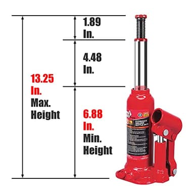 BIG RED T90203B Torin Hydraulic Welded Bottle Jack, 2 Ton (4,000 lb) Capacity, Red - Image 2