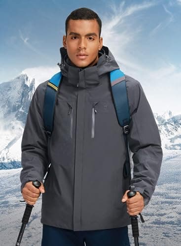 CAMEL CROWN Outdoor Jacket Men Winter Ski Jacket Windbreaker 3 in1 Hooded Rain Coat for Traveling Climbing Hiking - Image 7