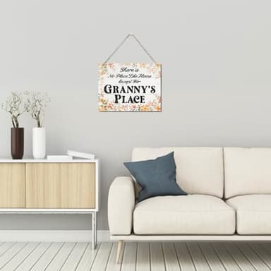 Rustic Decor, Decorative Hanging Wood Plaque for Wall, Home Living Room Decor, Wall Decor Art, Mother's Day Gift for Grandma, There is No Place Like Home Except for Granny's Place Sign JS4-27 - Image 6