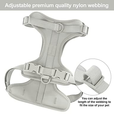 No Pull Lightweight Dog Harness: Adjustable Durable Breathable Mesh Pet Vest Harness with Soft & Comfortable Cushion, for Small Medium Large Dogs (Medium, Gray) - Image 2