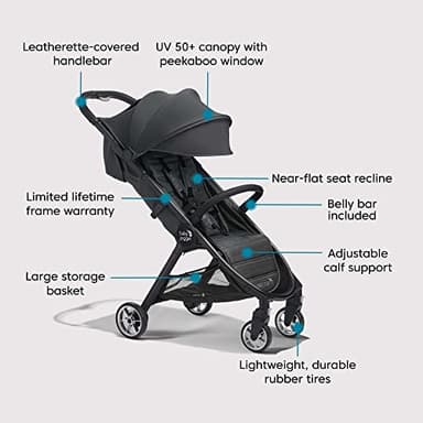 Baby Jogger City Tour 2 Ultra-Compact Travel Stroller Lightweight Foldable Pike Exclusive Includes Belly Bar Leatherette Handlebar and Premium Fabric - Image 7