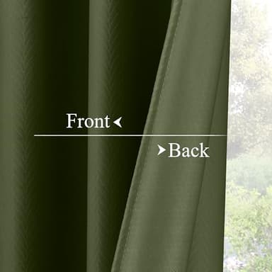 RYB HOME Green Curtains Velvet 96 inches 2 Panels Set, Back Tab & Rod Pocket Leaf Pattern Blackout Room Darking Curtains & Drapes for Nusery Bedroom Office Christmas Festival, Hunter Green - Image 4