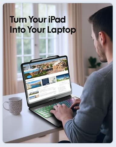 NOKBABO for iPad 13 pro case with Keyboard & iPad Air 13 inch case Keyboard, Rainbow Backlits, Pencil Holder, 360°Rotatable, Compatible with iPad Pro 12.9 6th/5th/4th/3rd Generation - Black - Image 6