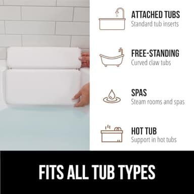 GORILLA GRIP Bath Pillow for Tub, Improved Suction Cups, Luxury Bathtub Pillows, Headrest for Neck and Back Support, Relaxing Home Spa, Hot Tubs and Bathroom Essentials, Gifts for Women, 2 Panel White - Image 6