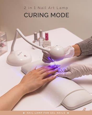 MelodySusie 2 in 1 Professional Nail Desk Lamp and Flash Cure UV Nail Lamp for Nail Art Fill Light&Curing,Cordless Gooseneck UV Light for Gel x Nails with 2 Timers, Rechargeable, Salon Use - Image 4