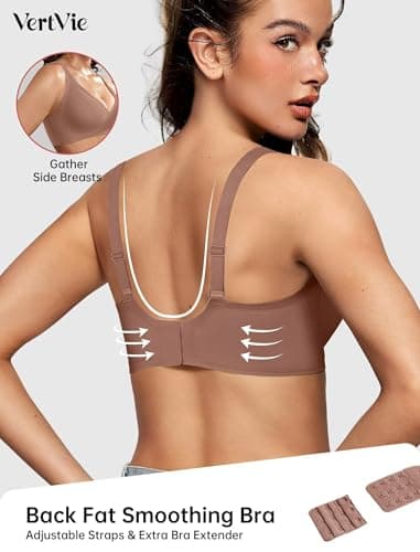 Vertvie Jelly Wireless Bras for Women Push Up Plunge Seamless T-Shirt Bras No Underwire Supportive Full Coverage Bralettes(Coffee,Medium) - Image 3