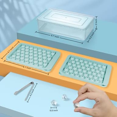 WIBIMEN Ice Cube Tray with Lid and Bin - Round Ice Trays for Freezer with Lid - Ice Cube Trays for Freezer with Ice Container (0.8"-2PACK Blue) - Image 6