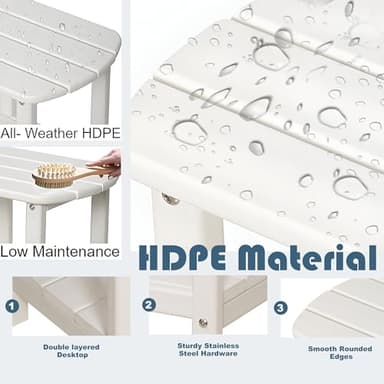 HZLBZYON BZY Adirondack Outdoor Side Table - 16.5" Square 2-Tier Patio Table with Weatherproof HDPE Material | All-Weather, Low Maintenance Furniture for Poolside, Porch, Deck - Image 4