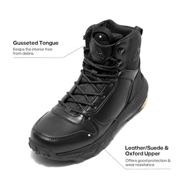 NORTIV 8 Men's Military Tactical Boot Lightweight Comfortable Boots for Work All Day Side Zipper Motorcycle Combat Hiking Boots Metrostrike(8-9 Inches),Size 7.5,Black Leather - Image 3
