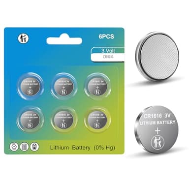 CR1616 Battery, 6 Count Pack CR 1616 3V Lithium Battery for Car Remote, 1616 Batteries for Watch, Car Key Fob, Remote Control - Image 1