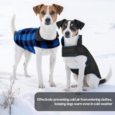 ASENKU Dog Winter Coat, Fleece Doggie Jacket Plaid Reversible Vest Waterproof Windproof Cold Weather Clothes for Small Medium Large Dogs (XXL, Blue) - Image 8