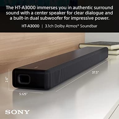 Sony HT-A3000 3.1ch Dolby Atmos TV Sound Bar with DTS:X, 360 Spatial Sound Mapping, Dual Subwoofers, Wi-Fi, Bluetooth, Airplay 2 - Image 20