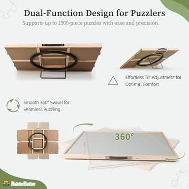BuilderButler 1500 Pieces 2-in-1 Tilting & Rotating Puzzle Board, Portable Puzzle Table with 4 Drawers Cover,34.25" x 25.2" - Image 3