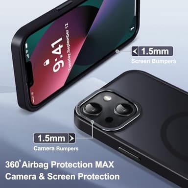 Newfuture Designed for iPhone 13 Case & iPhone 14 Case with Magnetic [13 FT Military Drop Protection] [Compatible with Magsafe] Slim Translucent Shockproof with Anti-Fingerprint Phone Case, Black - Image 6