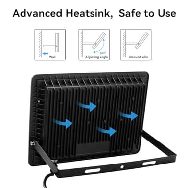 2Pack-150W LED Flood Light Outdoor,16500lm LED Work Light with 6FT US Plug,IP66 Waterproof Exterior Security Lights,6000K Daylight White Outside Floodlights Slim Design for Playground Yard Stadium - Image 4