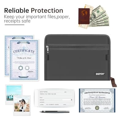 ENGPOW Accordion File Organizer,Fireproof 13 Pockets Expanding File Folder,Document Organizer Folder with Zipper＆Labels,Portable Home Travel Safe Storage for Letter A4 Files and More,Gray - Image 4