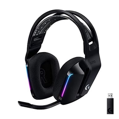 Logitech G733 Lightspeed Wireless Gaming Headset, Suspension Headband, Lightsync RGB, Blue VO!CE Mic, PRO-G Audio – Black, Gaming Headset Wireless, PC, PS5, PS4, Switch Compatible - Image 1