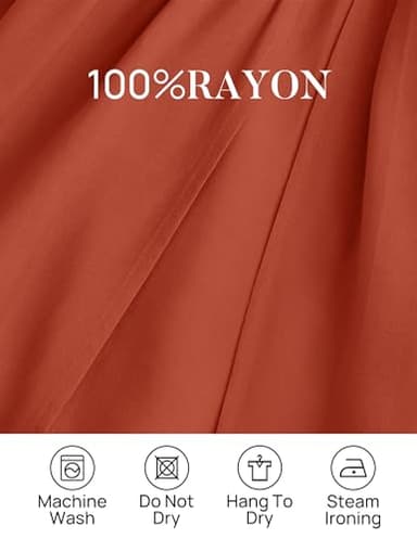 ZESICA Women's 2024 Boho Sexy Off Shoulder Long Sleeve Smocked High Waist Side Split Flowy A Line Tiered Long Maxi Dress,Rust,X-Large - Image 9