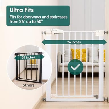 Babelio Baby Gate for Doorways and Stairs, 26''-40'' Auto Close Dog/Puppy Gate, Easy Install, Pressure Mounted, No Drilling, fits for Narrow and Wide Doorways, Safety Gate Door for Child and Pets - Image 4