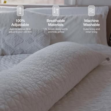 Coop Home Goods Original Adjustable Body Pillow, 20x54 Long Pillow for Back, Shoulder, Hip and Knee Support, Side Sleeper Body Pillows for Adults with Memory Foam & Washable Cover - Image 5