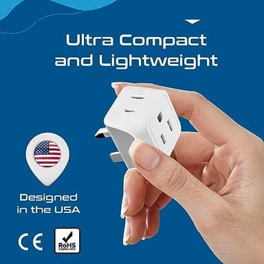 Ceptics UK Travel Plug Adapter, 2 in 1 Type G Adapter, US to UK Adapter, Ireland, Dubai Travel Adapter with Dual USA Inputs, CE, RoHS - HK Outlet Adapter, 3 Pack - Image 8
