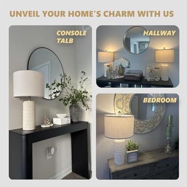PoKat 23" Modern Ceramic Table Lamp Set of 2 for Living Room White Desk Lamps for Bedroom Farmhouse Bedside Nightstand Bedside Lamp End Table Lamps Beige - Image 3