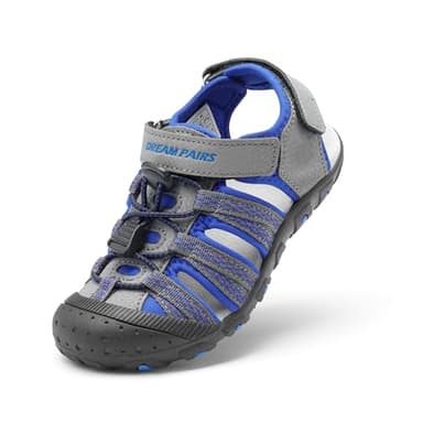 DREAM PAIRS Boys Girls Summer Outdoor Athletic Sport Sandals Hiking Beach Casual Closed Toe Adjustable Multicolor for Toddler/Little/Big Kids,Size 3 Little Kid,Grey/Royal,171111-K - Image 1