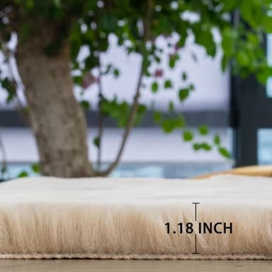 ORINOVA 5x8 Area Rug Light Brown Beige Plush Shaggy Rugs for Bedroom Washable Faux Rabbit Fur Rug for Living Room Fluffy Large Nursery Rug Home Décor - Image 7