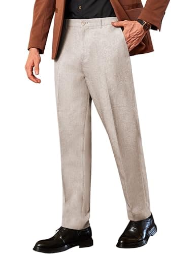 COOFANDY Men Casual Dress Pants Wrinkle Free Slacks Business Meeting Wedding Khaki 36W30L - Image 1
