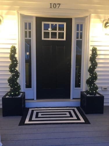 4' Spiral Boxwood Topiary Trees Artificial Outdoor Plants in Plastic Pot Front Porch Plants Set of 2 - Image 4
