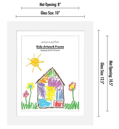 Kids Artwork Frame Changeable (White) - Magnetic Door Holds 100 Art Pieces - 8.5x11 Letter Size Display with Mat or 10x12.5 Without Mat - My Mini Masterpiece - Image 2