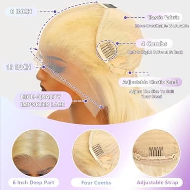 FASLEI 30 Inch 613 Lace Front Wig Human Hair 200 Density Blonde Wig Human Hair 613 Body Wave Lace Front Wigs Human Hair 13x6 HD Lace Frontal Wig Human Hair Pre Plucked with Baby Hair - Image 6