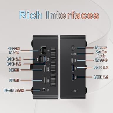 wo-we Mini PC AMD Ryzen 5 3500U (up to 3.70GHz), 8GB DDR4 RAM 256GB M.2 NVME SSD,Dual 4K HDMI, Micro PC, 2.5''SSD, WIFI5,Home, Business - Image 3