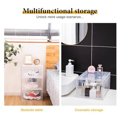 Attelite X-Large Clear Plastic Shoe Boxes - Stackable Shoe Organizer with Magnetic Door (9 Pack, Clear White) - Image 3