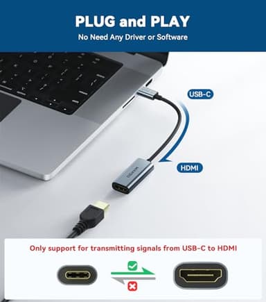 QGeeM USB C to HDMI Adapter 4K@60Hz,Type-C Thunderbolt 3/4 to HDMI Adapter Converter,Compatible for MacBook Pro,iPhone16 Max Plus,iPad Air,XPS,Galaxy S24Ultra,iMac Mini Etc.-2 Pack - Image 7