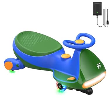 FanttikRide N7 Pro Electric Wiggle Car with Pedal, Rechargeable Battery, CyberWiggle, 2 in 1 Swing Car, 2 Speed, Anti-Rollover, Flashing Wheels, Bluetooth, for Ages 3 and Up, 150 Lbs, Green - Image 1