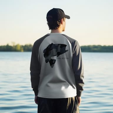 Palmyth Fishing Shirts for Mens, Performance Mens Fishing Shirt Long Sleeve Sun Protection UV UPF 50+ T-Shirts Quick Dry Largemouth Bass Charcoal/Gray 2XL - Image 5