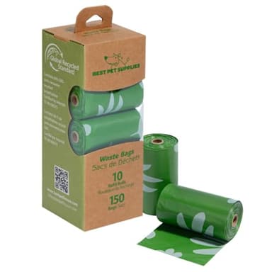 Best Pet Supplies Poop Bags for Dogs, 50% Post-Consumer Recycled Content dog waste bags on rolls, fits all poop bag holders for leashes - 150 Count, Green, Lavender Scented - Image 1