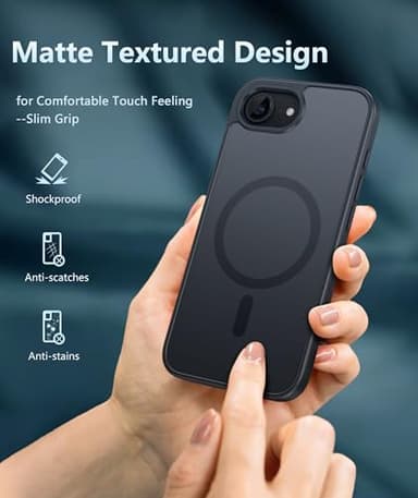 FNTCASE for iPhone 16e Phone Case: for iPhone 16E Case 2025 Magnetic Matte Textured Silicone Shockproof Military Grade Drop Protection Cell Phone Cover | Slim Rugged Anti-Slip Protective Bumper - Image 6