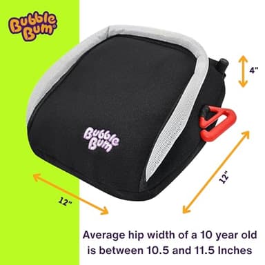 BubbleBum Inflatable Booster Car Seat – Foldable, Lightweight, Backless Travel Booster Seat for Kids, Portable Carseat for Toddler, Fits 3 Across, Compact for Uber - Ages 4-11 Year Old, - Black - Image 6