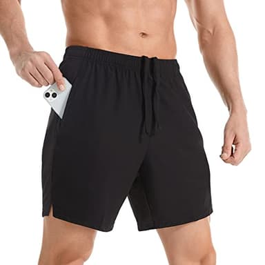 Gerlobal Men's 7" Athletic Running Shorts Lightweight Quick Dry Gym Workout Shorts with Zipper Pockets Black,Medium - Image 1