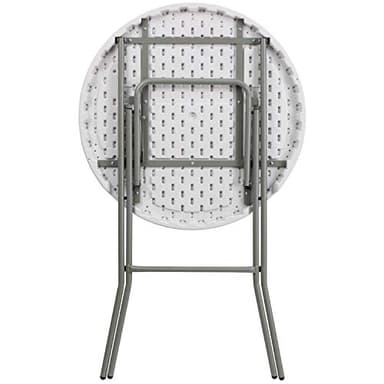 Flash Furniture 32" Round Folding Bar Height Tables for Parties and Commercial Events, Indoor/Outdoor Plastic Bar Height Folding Tables, Set of 4, White - Image 7