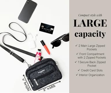 Baggallini womens Triple Zip Bagg cross body handbags, Midnight Blossom, One Size US - Image 3