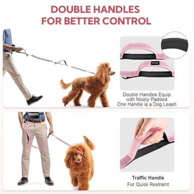 Yicostar Hands Free Dog Leash, Adjustable Waist Belt with Double Padded Handles No Pull,Pink - Image 6
