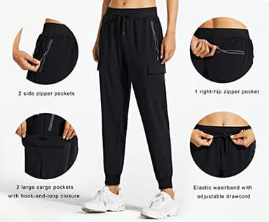 Libin Women's Cargo Joggers Lightweight Quick Dry Hiking Pants Athletic Lounge Casual Travel, Black M - Image 2