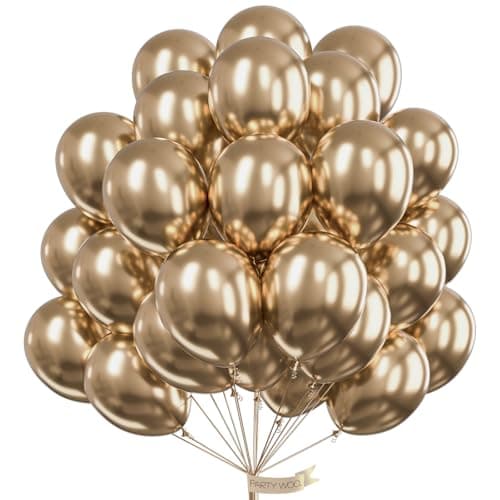 PartyWoo Chrome Gold Balloons 101 pcs 12 Inch Metallic Gold Latex Balloons for Graduation Baby Shower Gender Reveal Christmas Wedding New Year Anniversaries Birthday Party Decorations Gold-G127 - Image 1
