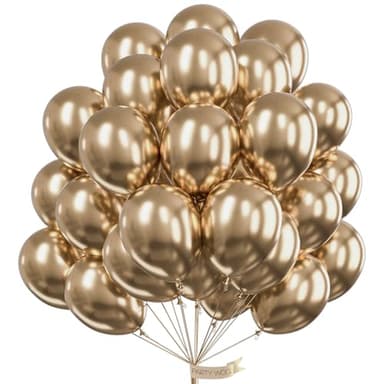 PartyWoo Chrome Gold Balloons 101 pcs 12 Inch Metallic Gold Latex Balloons for Graduation Baby Shower Gender Reveal Christmas Wedding New Year Anniversaries Birthday Party Decorations Gold-G127 - Image 1