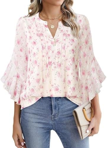 Timeson Women's 3/4 Sleeve Dressy Casual Top - Image 3